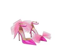 Talons Hauts Sandales Chaussures d'été pour Femmes Arc Pointu de Tissu Mince Pantoufles à Talons Hauts Grandes Chaussures Ouvertes (Rose, 2,5 UK)