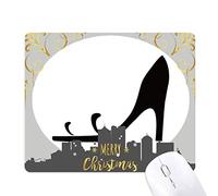 talons simples graphiques silhouette noire la nuit de noël, tapis de souris en caoutchouc