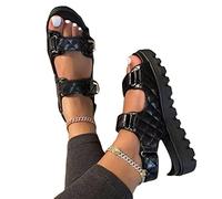 Talons Wedge féminins Chaussures Femmes Summer Sandales Confortables Sandales Slip-on Plaque Plate-Forme Plate Parfaite for Pied, Plage, Shopping (Color : A, Size : 37 EU)