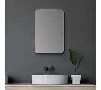 Talos Armoire de Salle de Bain Ovale avec Miroir 40 x 60 cm - Corps en Aluminium de qualité supérieure Noir Mat et 2 étagères en Verre