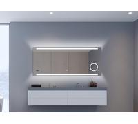 Talos Miroir de Salle de Bain à LED King - 100 x 60 cm - Couleur de la lumière : Blanc Neutre - Miroir cosmétique éclairé avec grossissement 3X - Horloge numérique - Cadre en Aluminium