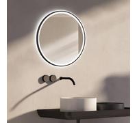 Talos Miroir de Salle de Bain avec éclairage 60 cm, LED Blanc Neutre, Cadre en ABS Noir, résistant aux éclaboussures IP24