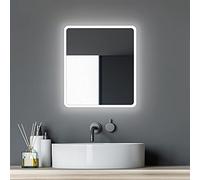 Talos Miroir de Salle de Bain avec éclairage Moon - Miroir de Salle de Bain 40 x 45 cm - avec lumière ambiante environnante - Couleur Claire Blanc Neutre - Cadre en Aluminium de Haute qualité