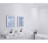 Talos Miroir de Salle de Bain avec éclairage River - Miroir de Salle de Bain en 50 x 70 cm - Miroir de Salle de Bain LED avec découpes rétroéclairées et Fonction Anti-buée