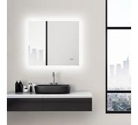 Talos Miroir de Salle de Bains à Del Sun avec éclairage Blanc Chaud - Cadre Lumineux - 80x70 cm, 50019