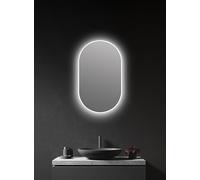Talos Miroir LED Ovale Blanc 45 x 75 cm - Convient pour Les pièces humides de Votre Salle de Bain - Miroir Mural avec lumière ambiante - avec Cadre en Aluminium de qualité supérieure