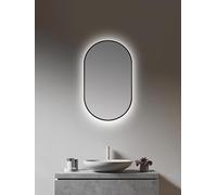 Talos Miroir LED Ovale Noir 45 x 75 cm - Convient pour Les pièces humides de Votre Salle de Bain - Miroir Mural avec lumière ambiante - avec Cadre en Aluminium de qualité supérieure