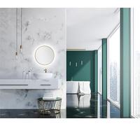 Talos Miroir Mural Rond décoratif avec éclairage LED indirect en Or Mat Ø 50 cm