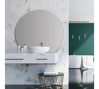 Talos Picasso - Miroir Mural doré - Diamètre : 100 cm - Élégant - avec Cadre en Aluminium - Idéal pour la Salle de Bain et l'ambiance Moderne - Miroir de Salle de Bain de qualité supérieure - Doré