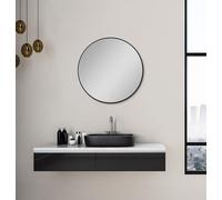 Talos Picasso - Miroir Noir - Diamètre : 60 cm - Cadre en Aluminium de qualité supérieure - Miroir de Salle de Bain Rond pour Une Ambiance élégante - Miroir Mural élégant Qui Allie fonctionnalité et