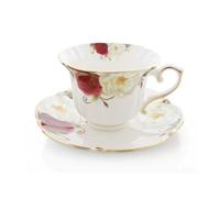 TALWHAH Tasse à café, Service à thé Afternoon Tea : tasse noir, café en céramique, ensemble de tasses porcelaine fine exquise(Red)