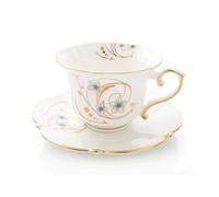 TALWHAH Tasse à café, Service à thé Afternoon Tea : tasse noir, café en céramique, ensemble de tasses porcelaine fine exquise(Gray)