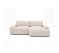 Tama - Canapé d'angle droit 4 places convertible avec coffre en tissu - Beige