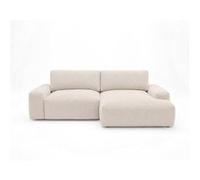 Tama - Canapé d'angle droit 4 places convertible avec coffre en tissu - Beige Beige