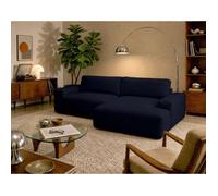 Tama - Canapé d'angle droit 4 places convertible avec coffre en tissu - Bleu marine