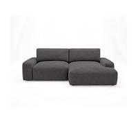 Tama - Canapé d'angle droit 4 places convertible avec coffre en tissu - Gris