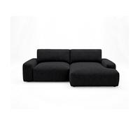 Tama - Canapé d'angle droit 4 places convertible avec coffre en tissu - Noir