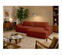 Tama - Canapé d'angle droit 4 places convertible avec coffre en tissu - Terracotta