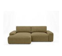 Tama - Canapé d'angle gauche 4 places convertible avec coffre en tissu - Vert Vert