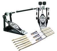 Tama HP600DTW Iron Cobra Duo Glide Pédale double + 3 paires de baguettes Keepdrum