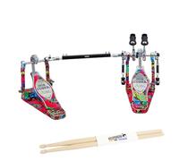 Tama HP900PWMPR Double pédale Iron Cobra 900 marbre psychédélique arc-en-ciel + baguettes Keepdrum