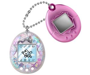 Tamagotchi Original Celebration Reflection - Jouet Interactif Animal Virtuel avec Mini-Jeux - Miroir, thème Angel, argenté et pailleté - Appareil Électronique Portable - Bandai - 8 Ans+