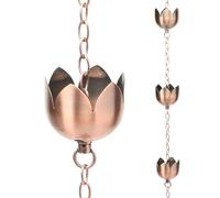 taman Chaîne de Pluie en cuivre pour gouttière, 1,6 m - pour gouttière, gouttière, gouttière, dérivation d'eau, 8 Tasses, Or Rose