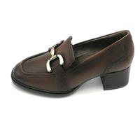 Tamaris 84309 Mocassin Cuir Castagna Accessoire Métal T.4cm Bas Caoutchouc 3/4