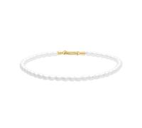 Tamaris Anklet - Élégant bracelet de cheville en acier inoxydable poli - Or IP - Chaîne de perles de verre réglable jusqu'à 25 cm - Imperméable et doux pour la peau