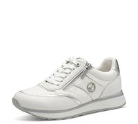 Tamaris Baskets Basses pour Femme, Semelle intérieure Amovible, Blanc/argenté., 36 EU