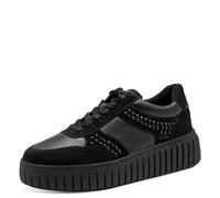 Tamaris Baskets Femme en Cuir Noir avec Strass, Semelle Extractable, 23776, Noir , 36 EU
