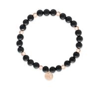Tamaris Berads Bracelet noir avec boules en métal, acier inoxydable IP or rose