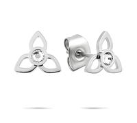 Tamaris Boucles d'oreilles - Boucles d'oreilles en acier inoxydable au design floral avec pierre de zircone - Argent - 0,8 cm - Imperméable et doux pour la peau