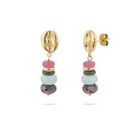 Tamaris Boucles d'oreilles - Boucles d'oreilles en acier inoxydable avec pierres naturelles colorées - Or IP - 3,1 cm - Imperméable et doux pour la peau