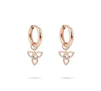 Tamaris Boucles d'oreilles créoles en acier inoxydable avec pierre de zircone et pendentif en forme de fleur - Or rose IP - 1,5 cm - Fermoir à charnière - Imperméable et doux pour la peau