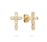 Tamaris Boucles d'oreilles en acier inoxydable avec motif croix - Or IP - 1,4 cm - Imperméable et doux pour la peau
