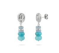 Tamaris Boucles d'oreilles en acier inoxydable avec pierres naturelles colorées - Argent - 3,1 cm - Imperméable et doux pour la peau