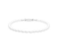 Tamaris Bracelet élégant en acier inoxydable poli - Argenté - Chaîne de perles de verre réglable jusqu'à 18 cm - Imperméable et doux pour la peau