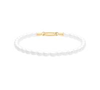 Tamaris Bracelet élégant en acier inoxydable poli - Or IP - Chaîne de perles de verre réglable jusqu'à 18 cm - Imperméable et doux pour la peau