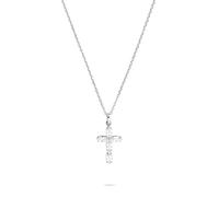 Tamaris Collier avec pendentif en forme de croix en acier inoxydable - Argenté - Chaîne d'ancre réglable jusqu'à 47 cm - Imperméable et doux pour la peau