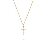 Tamaris Collier avec pendentif en forme de croix en acier inoxydable - Or IP - Chaîne d'ancre réglable jusqu'à 47 cm - Imperméable et doux pour la peau