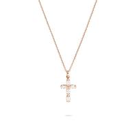 Tamaris Collier avec pendentif en forme de croix en acier inoxydable - Or rose IP - Chaîne d'ancre réglable jusqu'à 47 cm - Imperméable et doux pour la peau