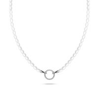 Tamaris Collier pour breloques en acier inoxydable - Argenté - Chaîne de perles de verre réglable jusqu'à 45 cm - Imperméable et doux pour la peau
