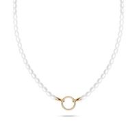 Tamaris Collier pour breloques en acier inoxydable - Or IP - Chaîne de perles en verre réglable jusqu'à 45 cm - Imperméable et doux pour la peau