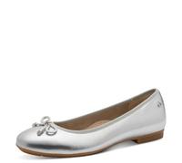 Tamaris Comfort Ballerines Femme Cuir avec nœud, Silver, 40 EU