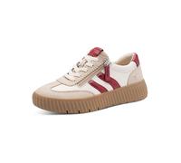 Tamaris Comfort baskets femme plates avec fermeture éclair loisirs, Beige/Red, 39 EU