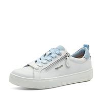 Tamaris Femme Comfort Damen Sneaker Flach mit Reißverschluss Freizeit Basket, Blanc/Bleu, 38 EU