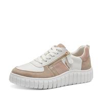 Tamaris Comfort Baskets Femme Plates Cuir à Lacets, Beige/Rose, 37 EU