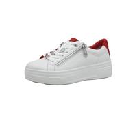 Tamaris Comfort Baskets Plateformes Femme avec Fermeture éclair Low Top, White/Red, 38 EU
