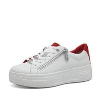 Tamaris Comfort Femmes Baskets à Plateau avec Fermeture éclair Low Top, Blanc (Blanc/Rouge), 40 EU
